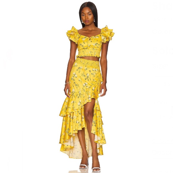 NEW ALICE + OLIVIA REVOLVE YELLOW FLORAL PRINT CROP TOP - Picture 10 of 10